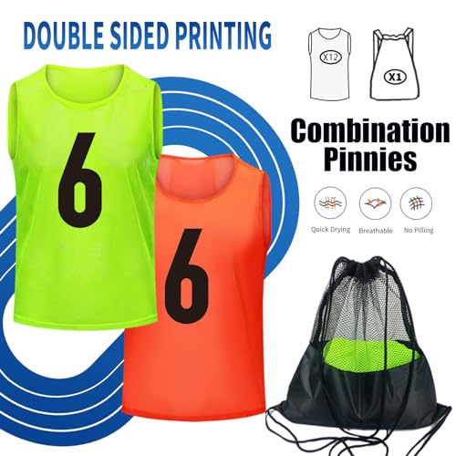 51mEN5diXYL.jpg Soccer Pinnies Youth with Numbers Scrimmage Team Practice Vests Pennies Jerseys for Basketball Soccer Football Bibs