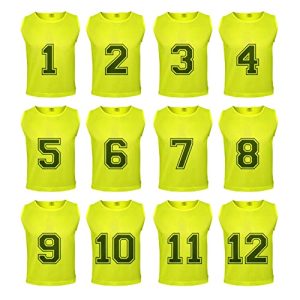 12 pcs Duramesh Pinnies/Scrimmage Vest - Kids Youth and Adult Pinnies, Numbered Penny Jerseys for Soccer