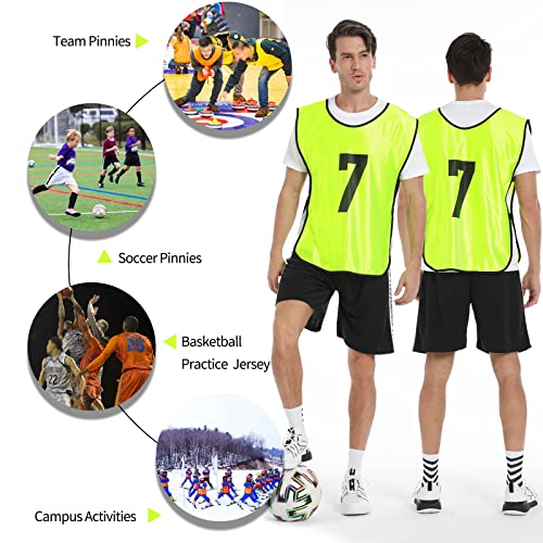 Scrimmage Training Vest (12 Pack) Team Sports Pinnies Jerseys for Adult Youth Soccer Bibs Numbered Practice Jerseys
