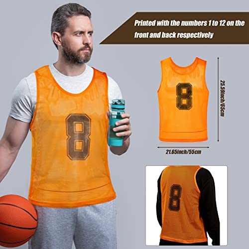 24 Pack Nylon Mesh Scrimmage Team Practice Vests Pinnies Jerseys Train Vest for Adult Sport Basketball Soccer Football