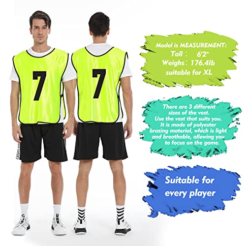 Scrimmage Training Vest (12 Pack) Team Sports Pinnies Jerseys for Adult Youth Soccer Bibs Numbered Practice Jerseys