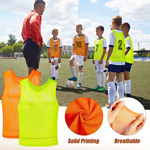 24 Pack Nylon Mesh Scrimmage Team Practice Vests Pinnies Jerseys Train Vest for Adult Sport Basketball Soccer Football