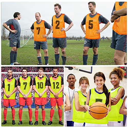 24 Pack Nylon Mesh Scrimmage Team Practice Vests Pinnies Jerseys Train Vest for Adult Sport Basketball Soccer Football